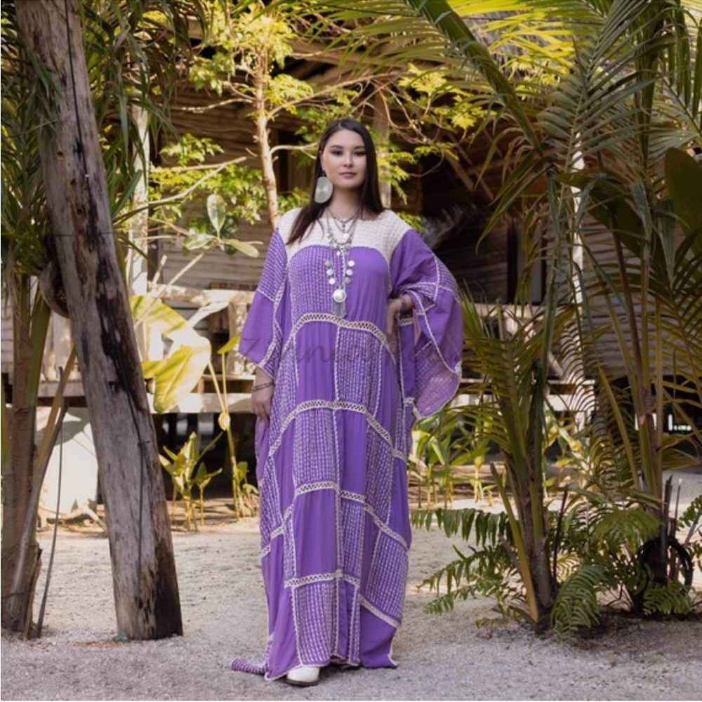 Zora Hand Crochet Stitch Maxi Dress Kaftan Caftan One Plus Size Resort Vacation